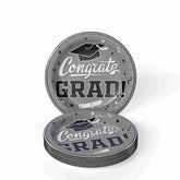 7 In. White/Silver Graduation Plates | 24 Count